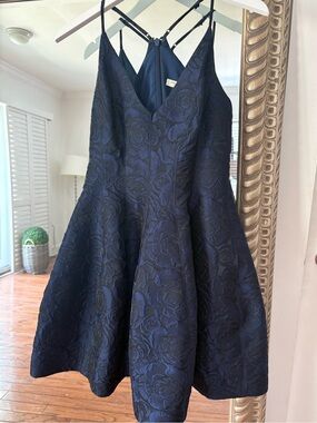 Halston Heritage Navy  Jacquard Fit-and-Flare Mini Dress- Audrey Hepburn style✨